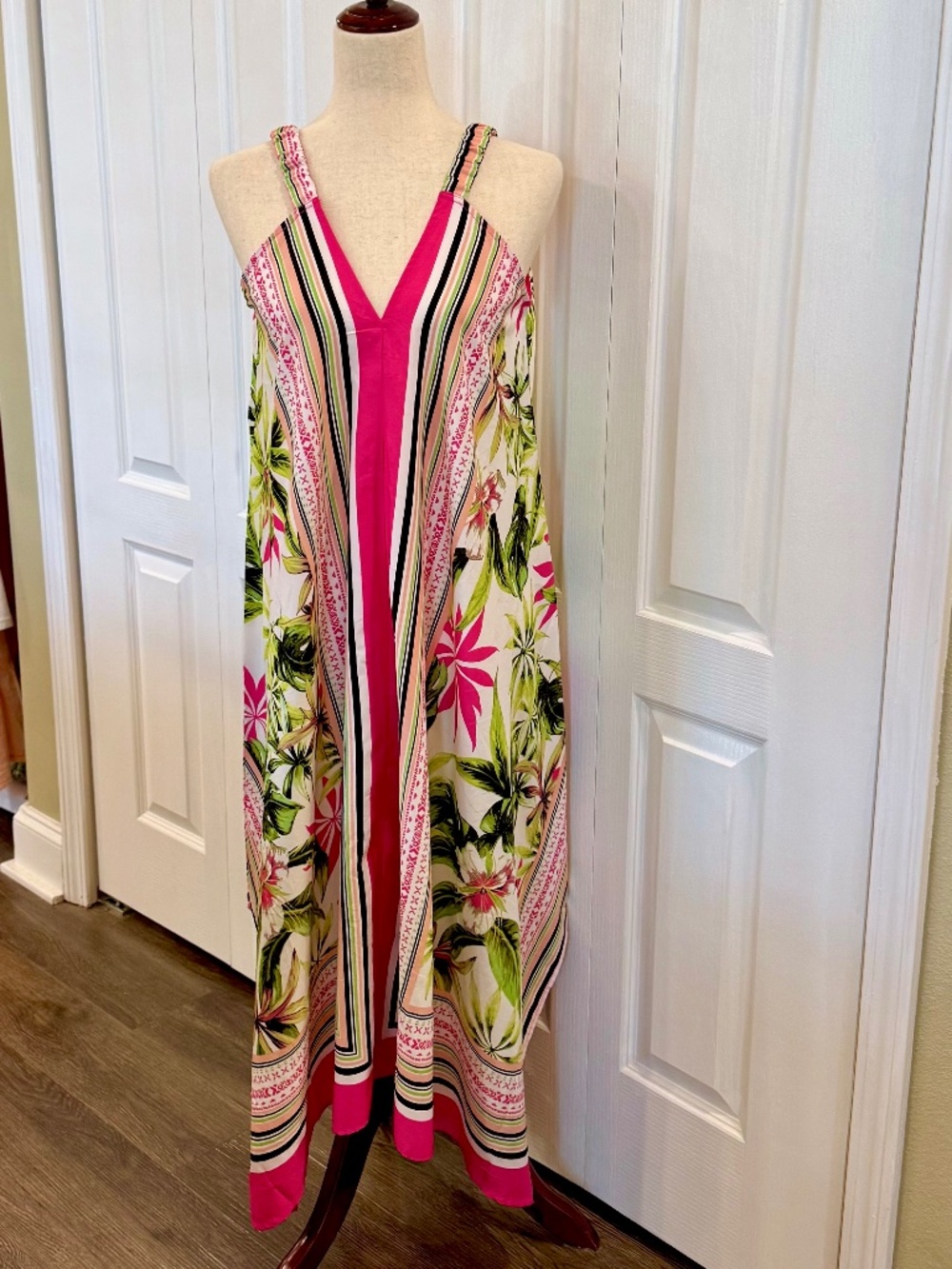 Tropical Maxi Dress Size Med by Mlle Gabrielle, Brilliant Southern Charm Print